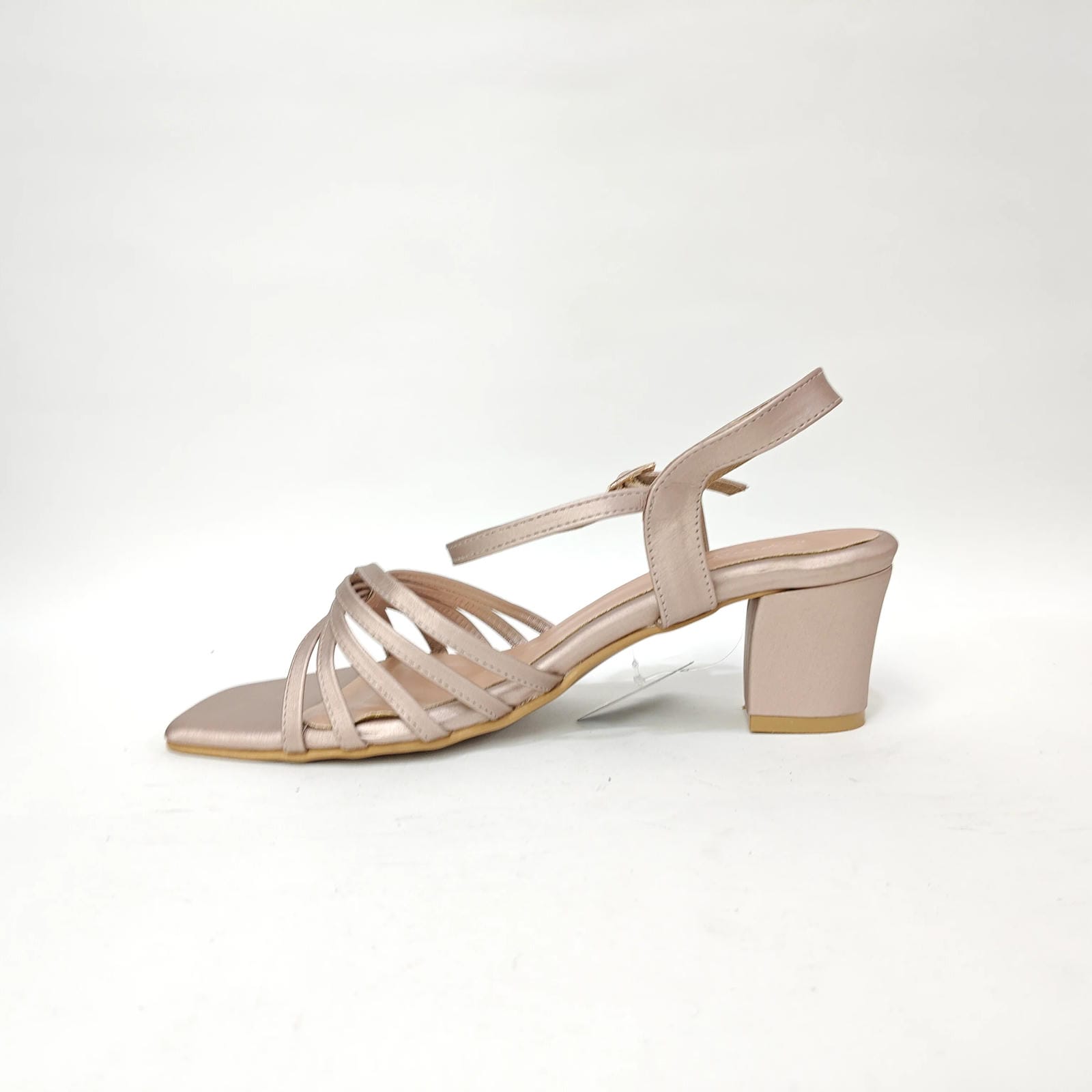 4 Cross Belt Block Heel – Peach, Black & Cream