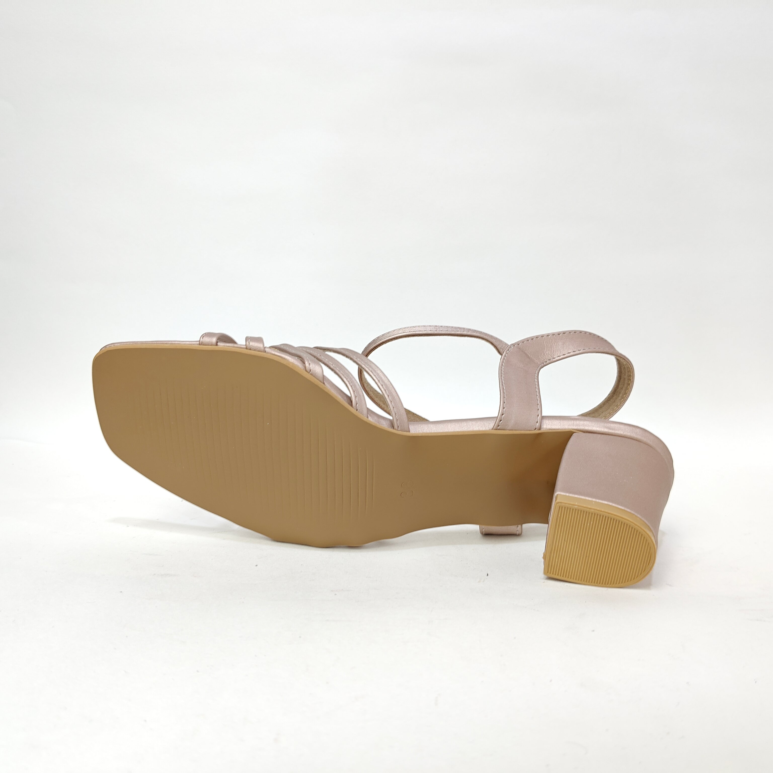 4 Cross Belt Block Heel – Peach, Black & Cream