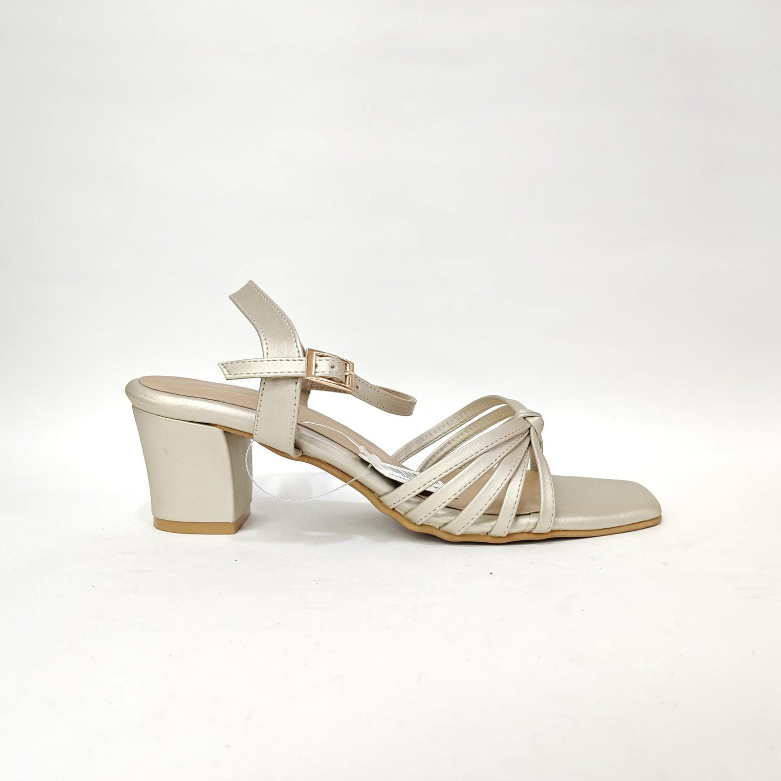 4 Cross Belt Block Heel – Peach, Black & Cream