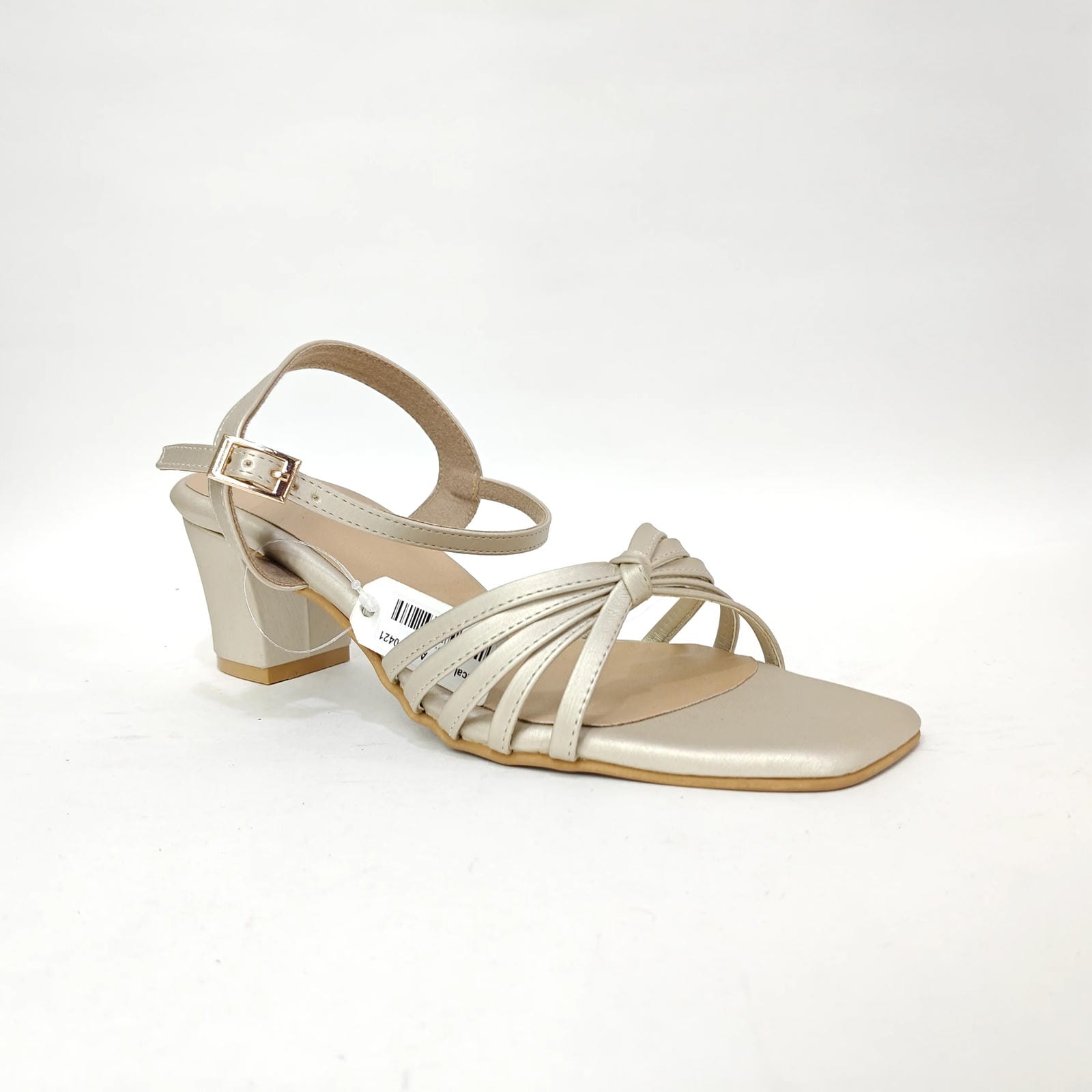 4 Cross Belt Block Heel – Peach, Black & Cream