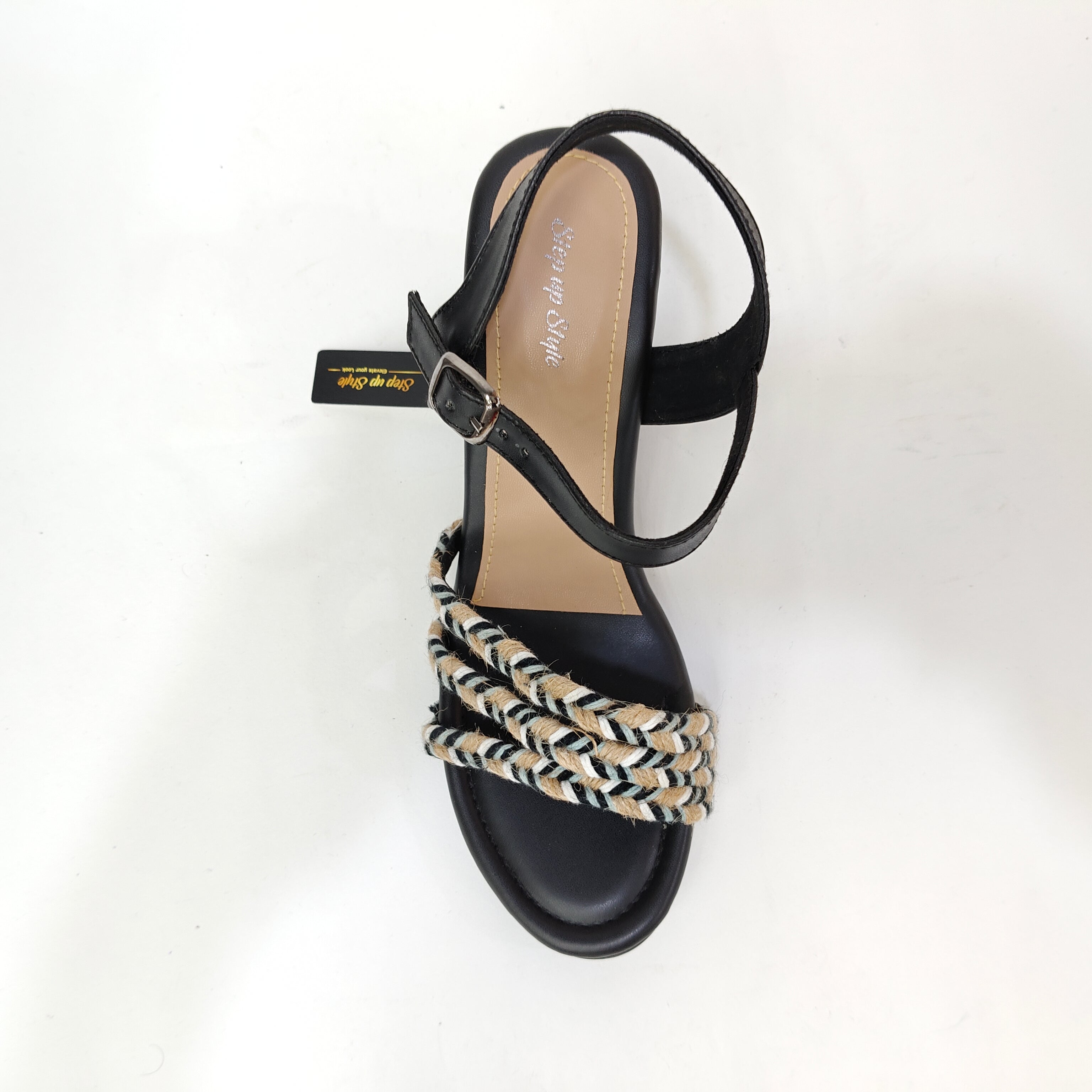 Block Heel with Village Look – Black & White