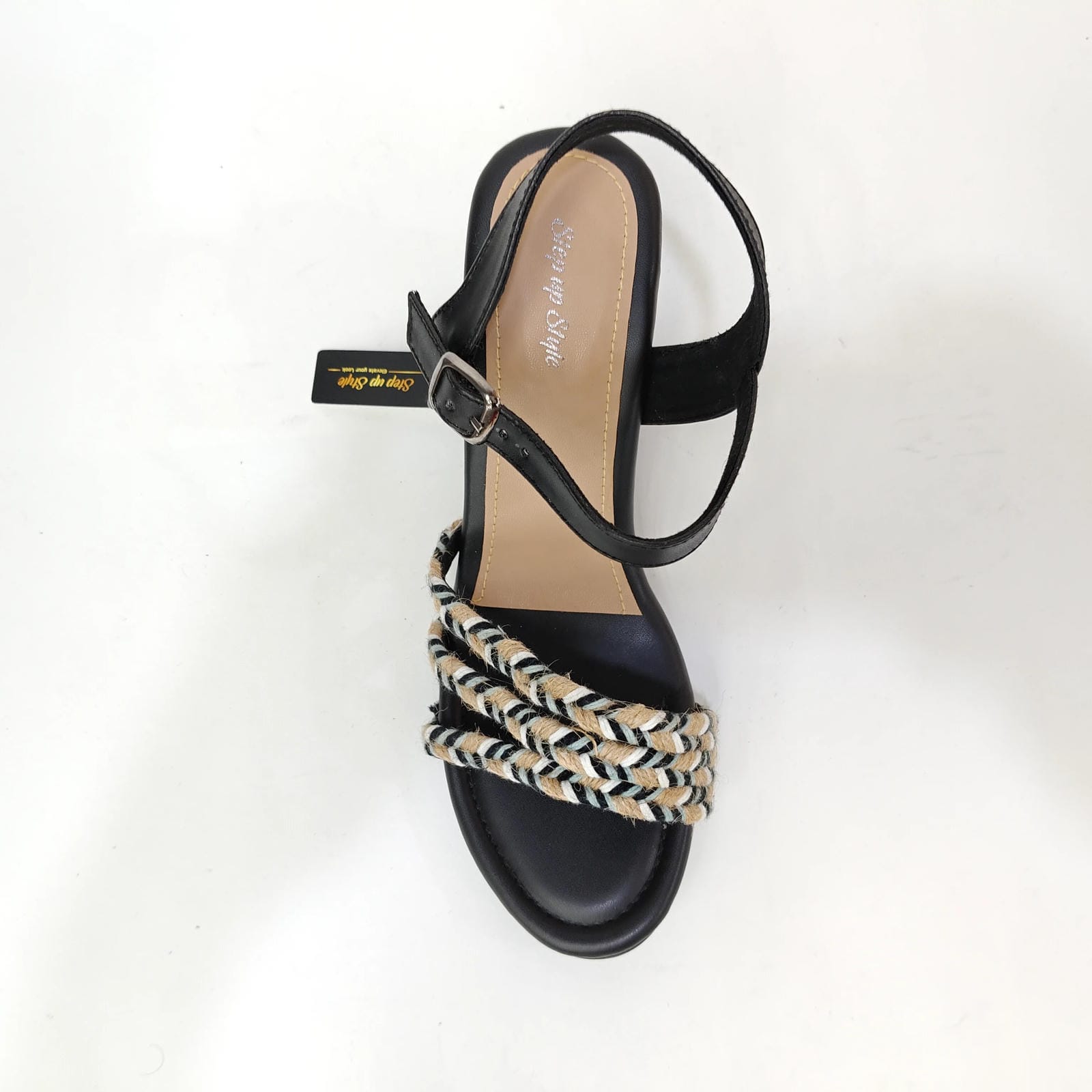 Block Heel with Village Look – Black & White
