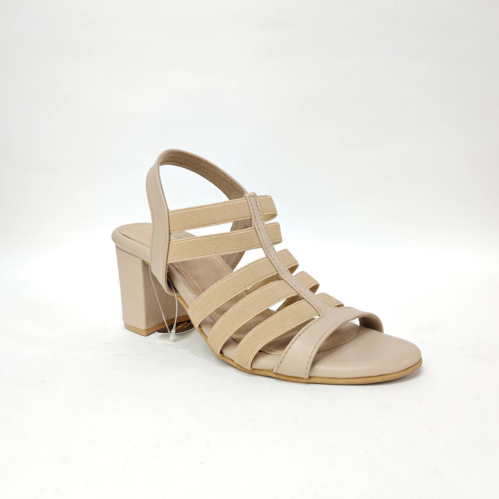 Block Heel 6 Belts – Cream, Pink & Black