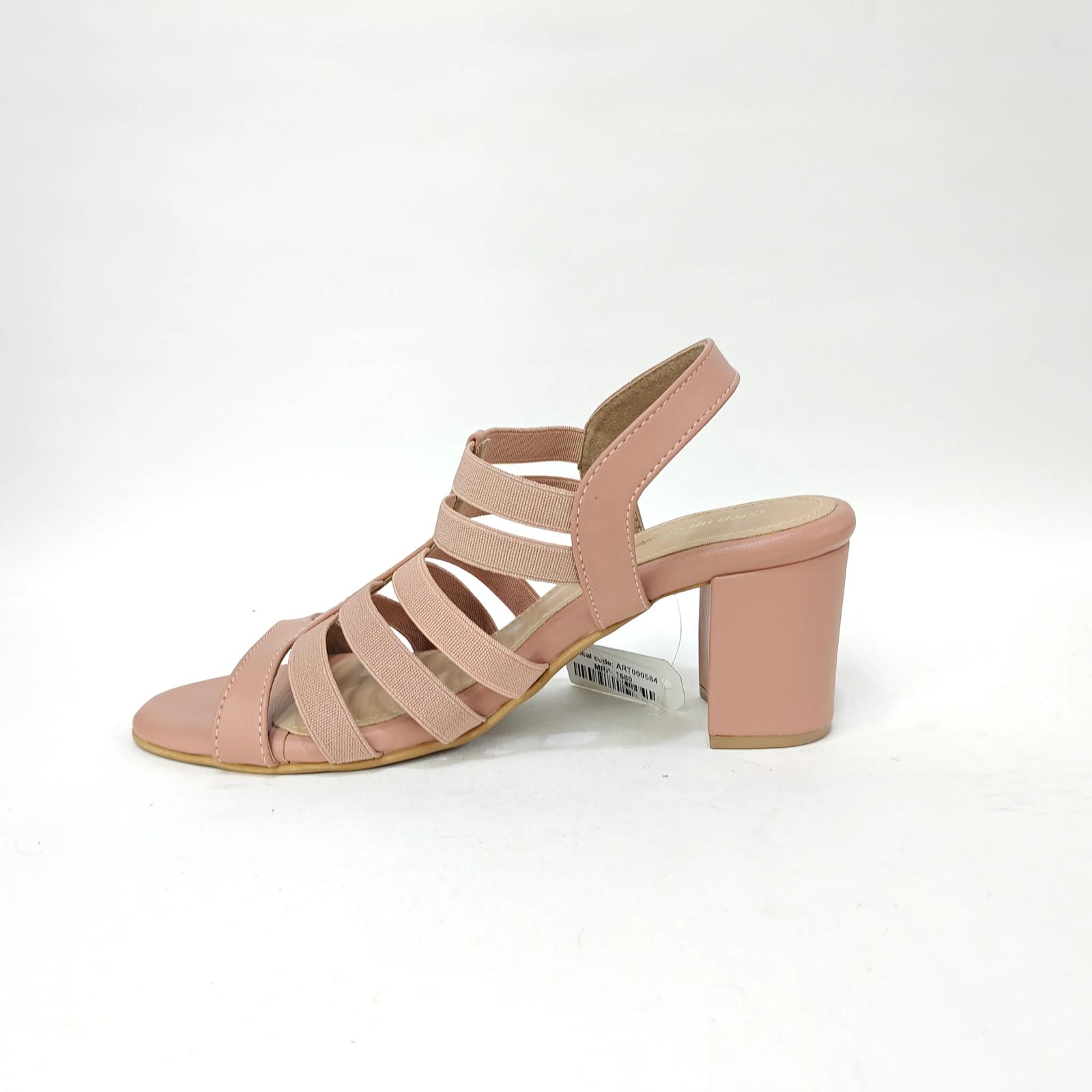 Block Heel 6 Belts – Cream, Pink & Black