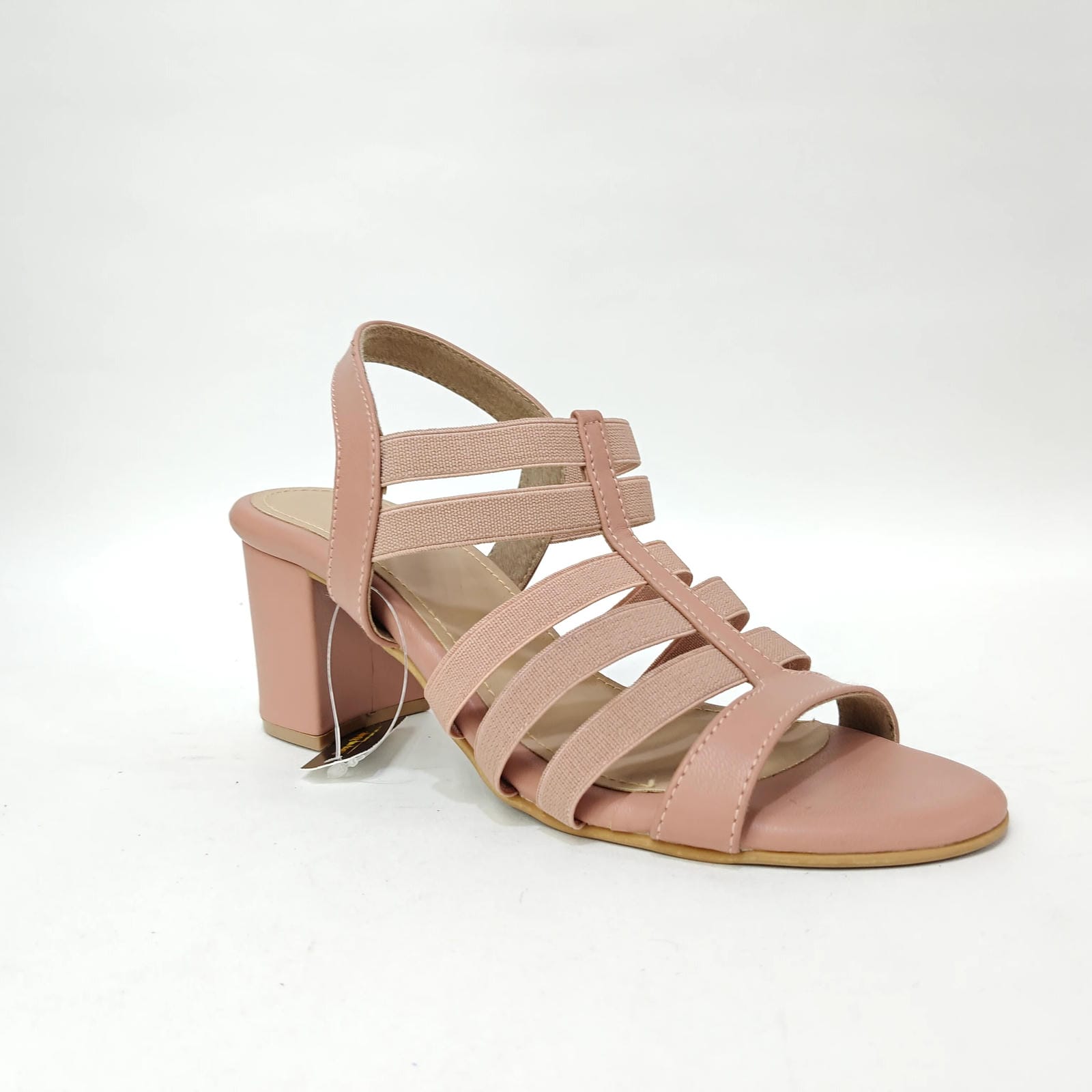 Block Heel 6 Belts – Cream, Pink & Black