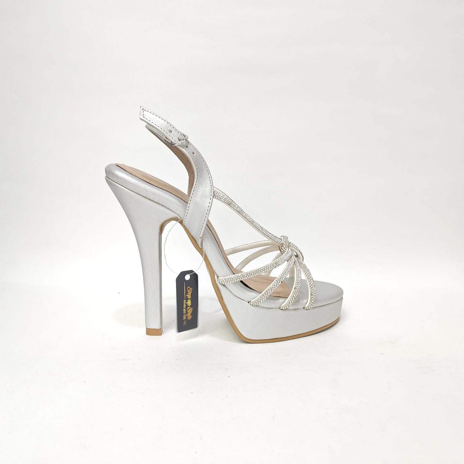 StepUpStyle Women’s Pencil Long Heel with Tie 4-Belt – Silver, Golden & Black