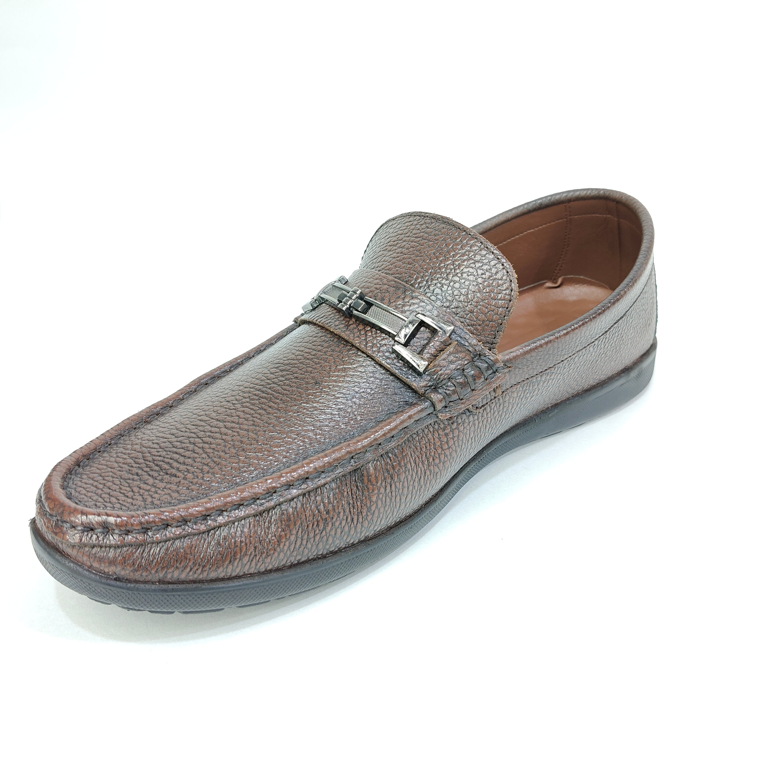 Men’s Genuine Leather Loafer – Classic Brown Slip-On Shoes