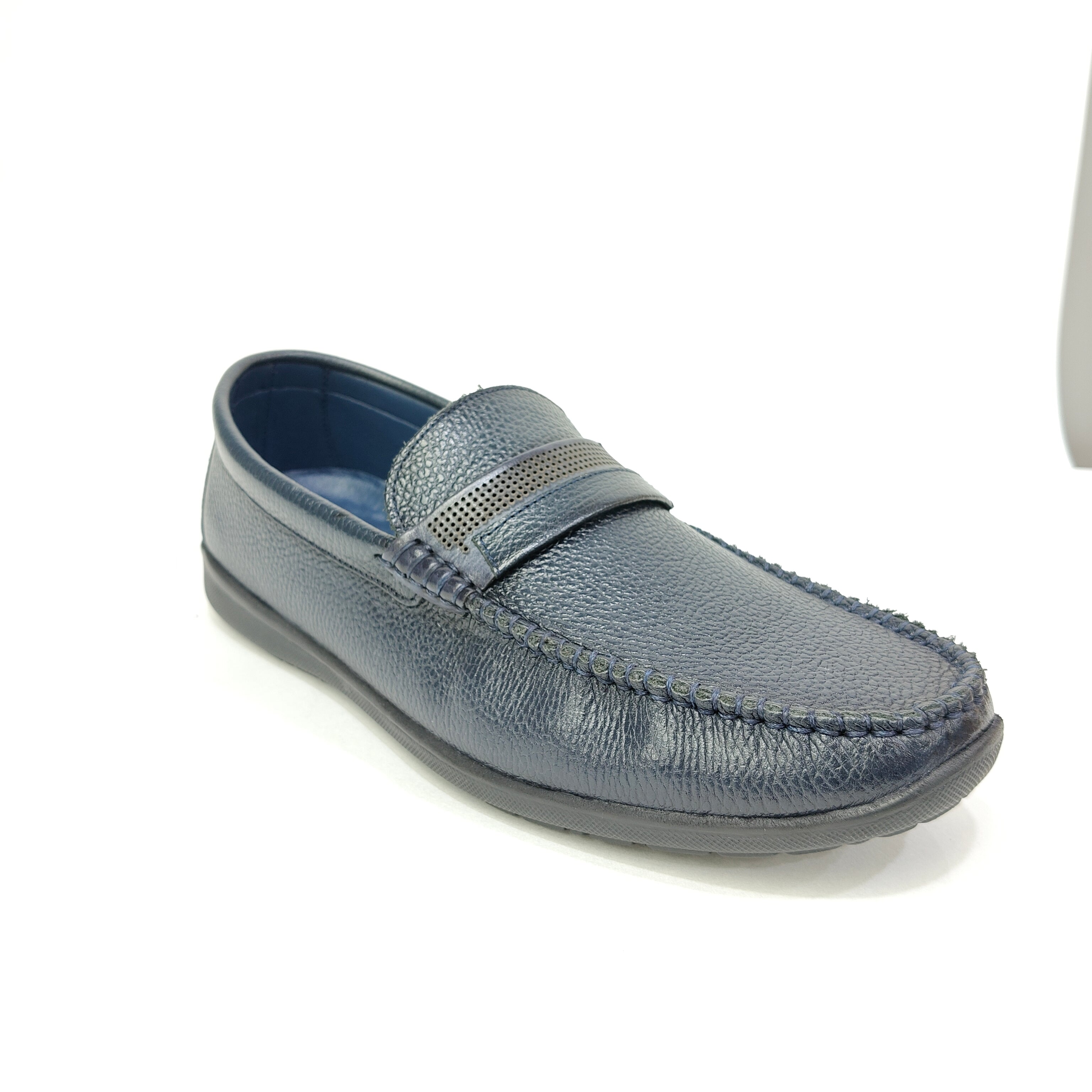 Men’s Genuine Leather Net Shoe – Black & Blue