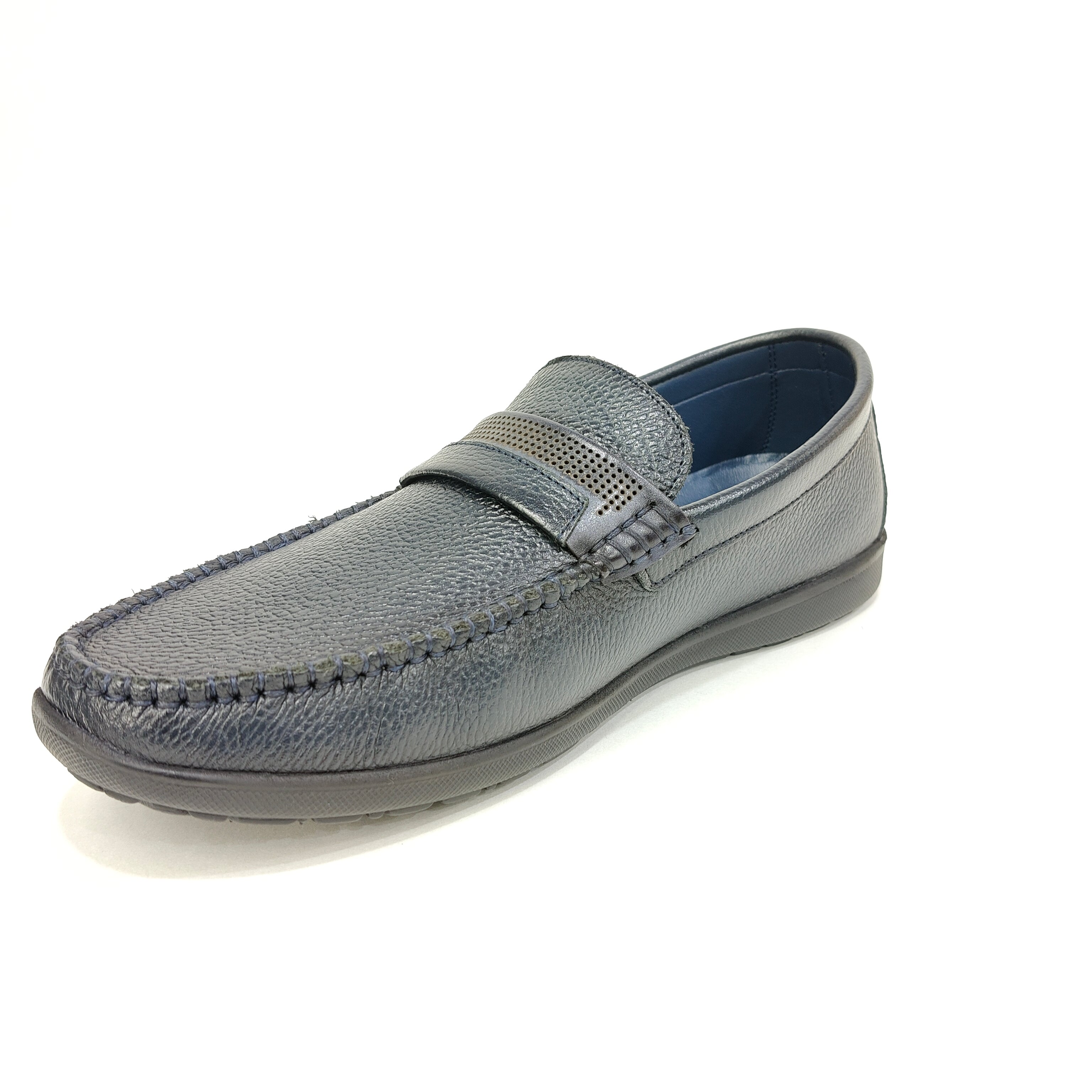 Men’s Genuine Leather Net Shoe – Black & Blue