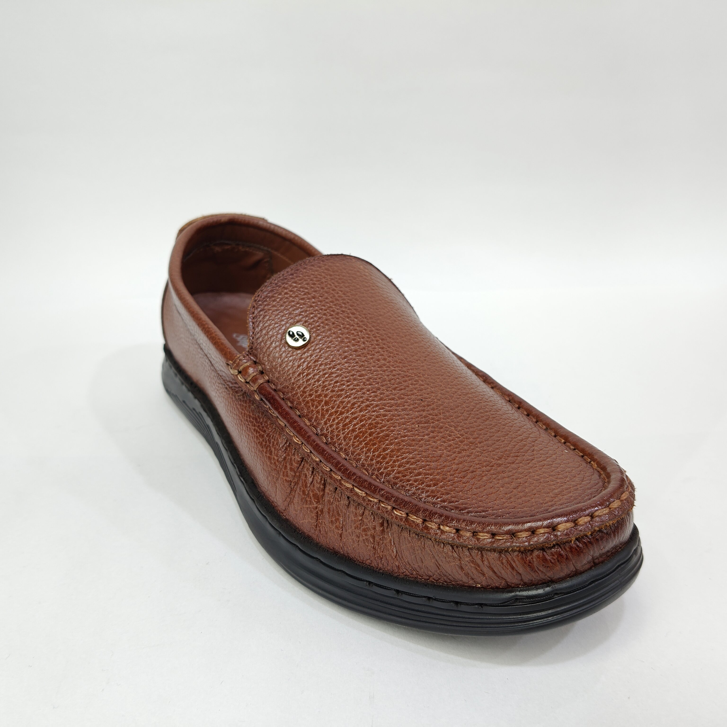 Men’s Genuine Leather Plain Button Boots – Black & Tan