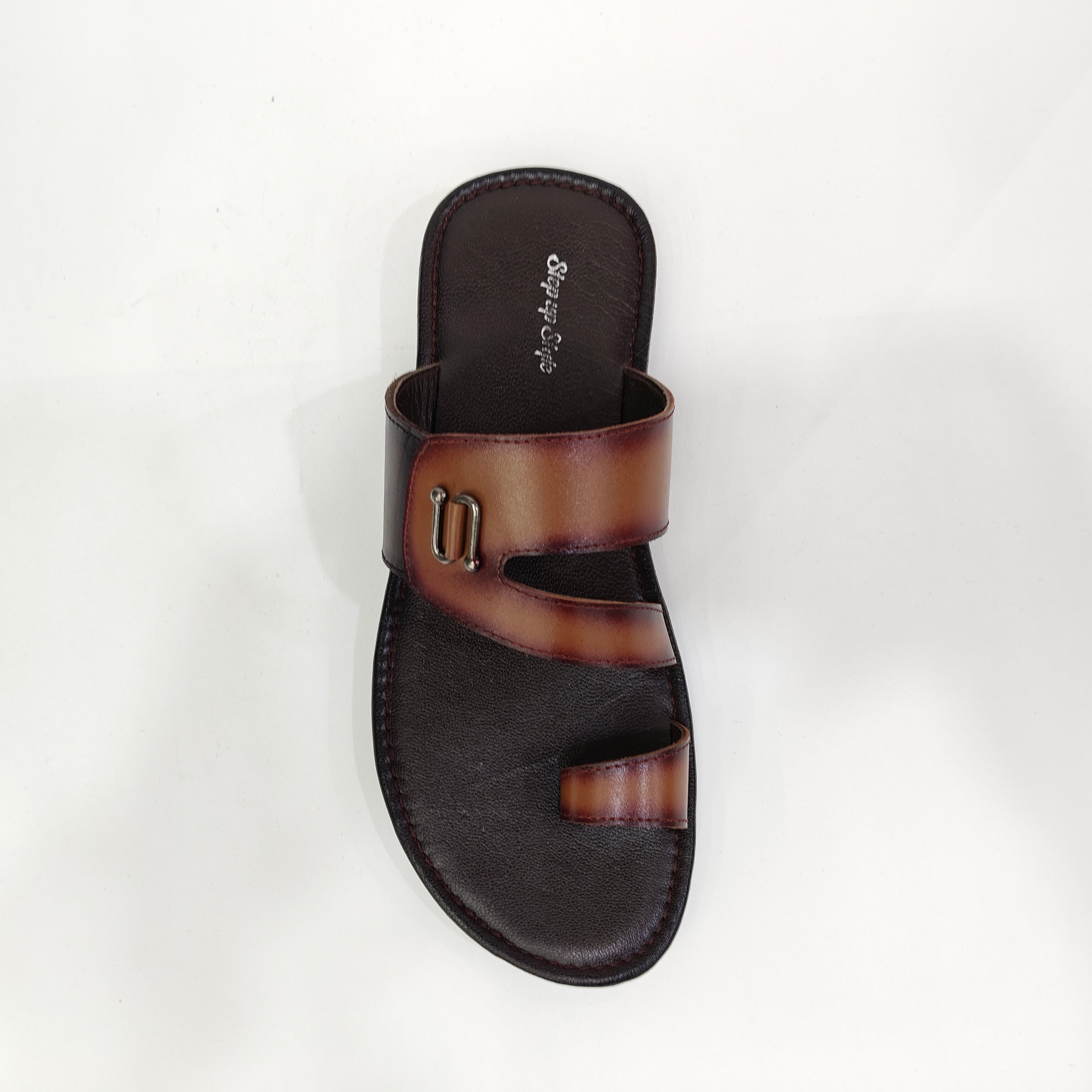 Men’s Genuine Leather Chappals – Maroon & Tan