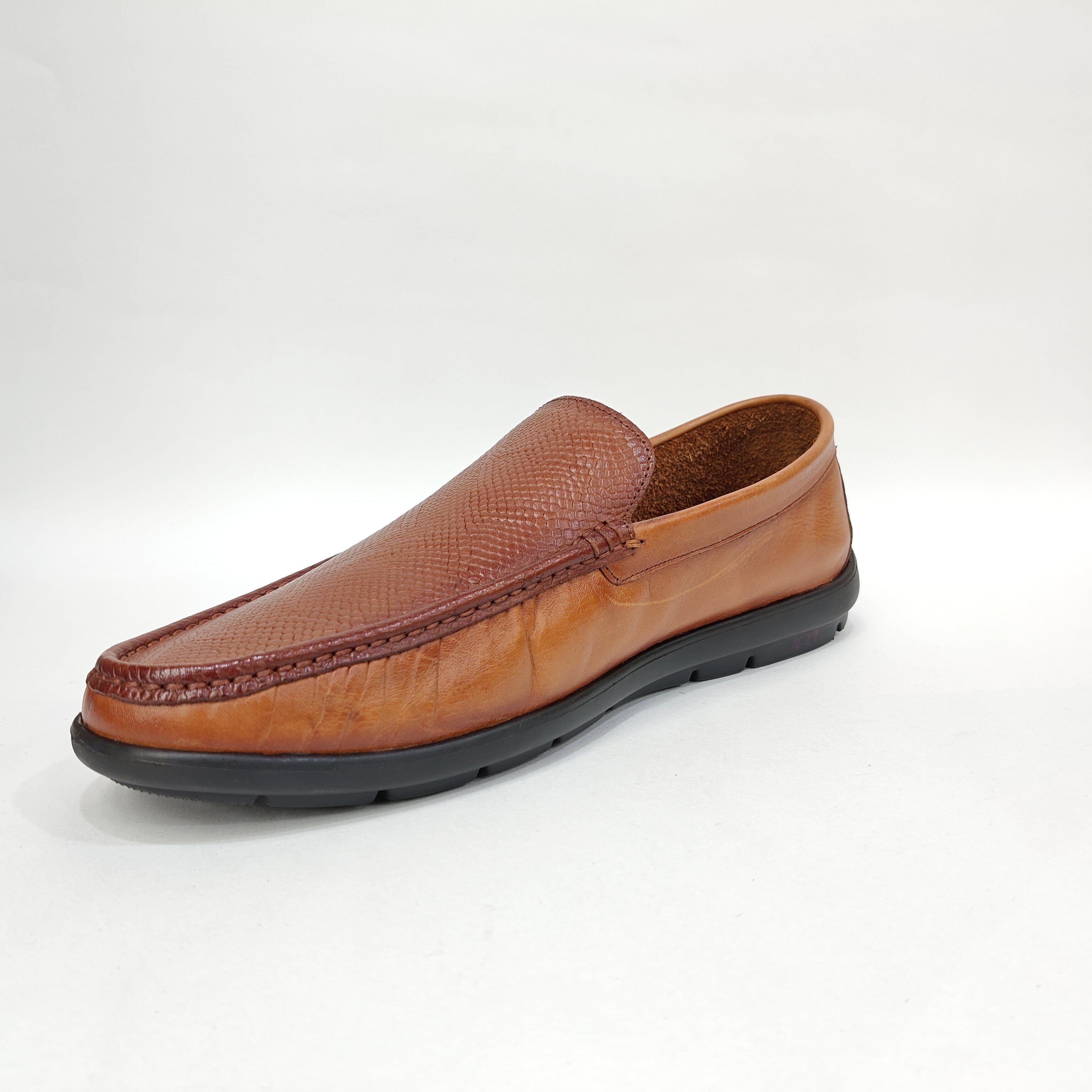 Men’s Lightweight Snake Shell Loafers – Black & Tan