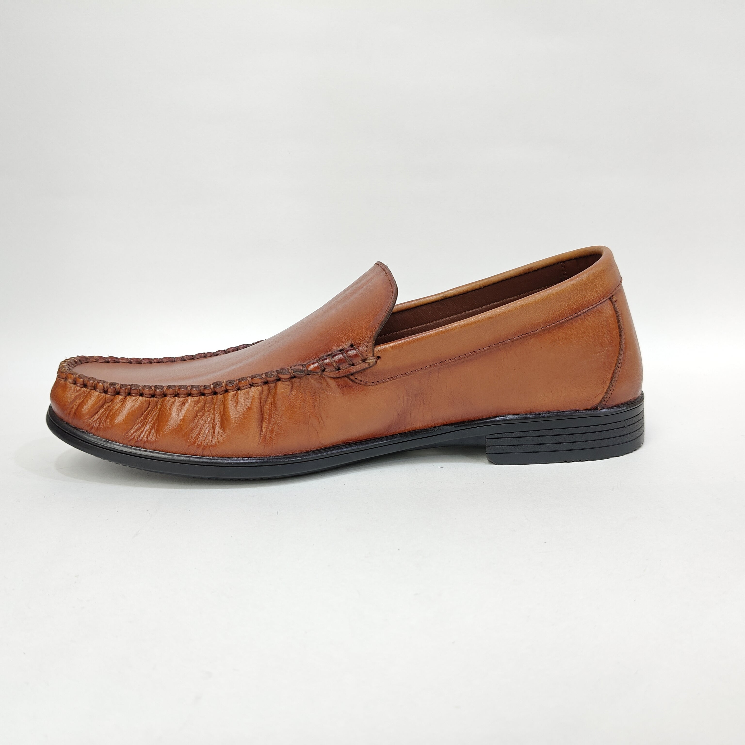 Men’s Plain Genuine Leather Loafer Heels – Black & Tan