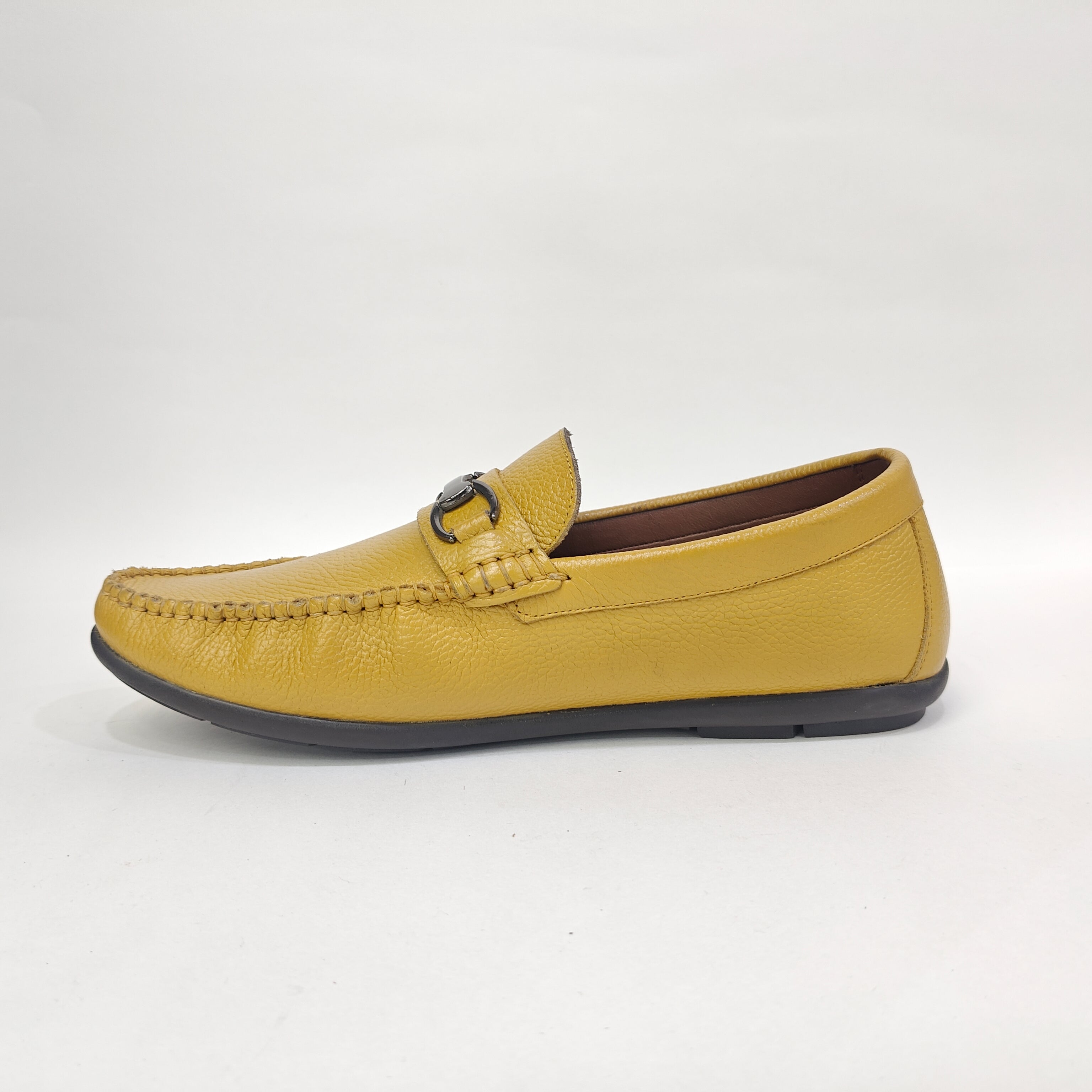 Men’s Genuine Leather Shoes – Black & Yellow