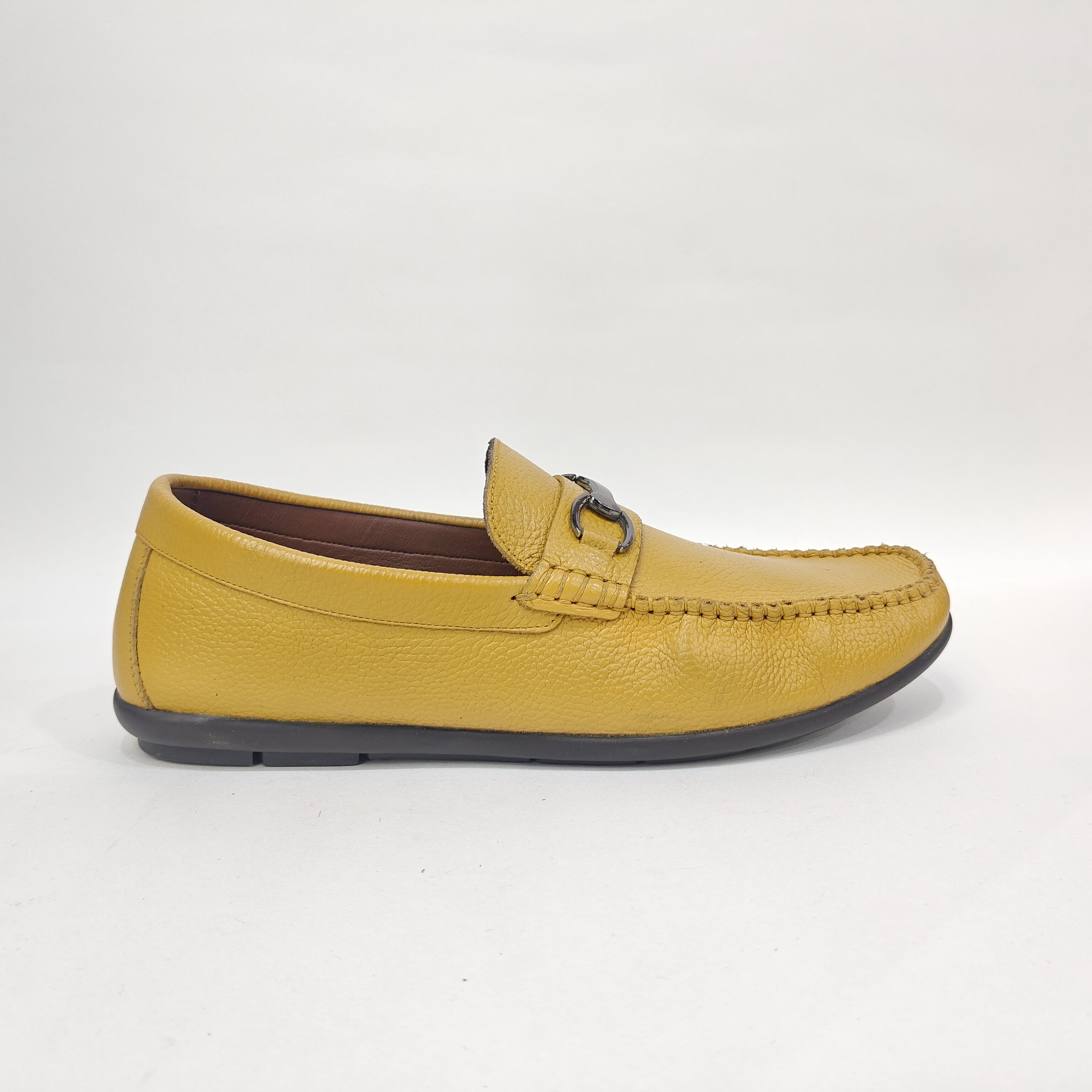 Men’s Genuine Leather Shoes – Black & Yellow
