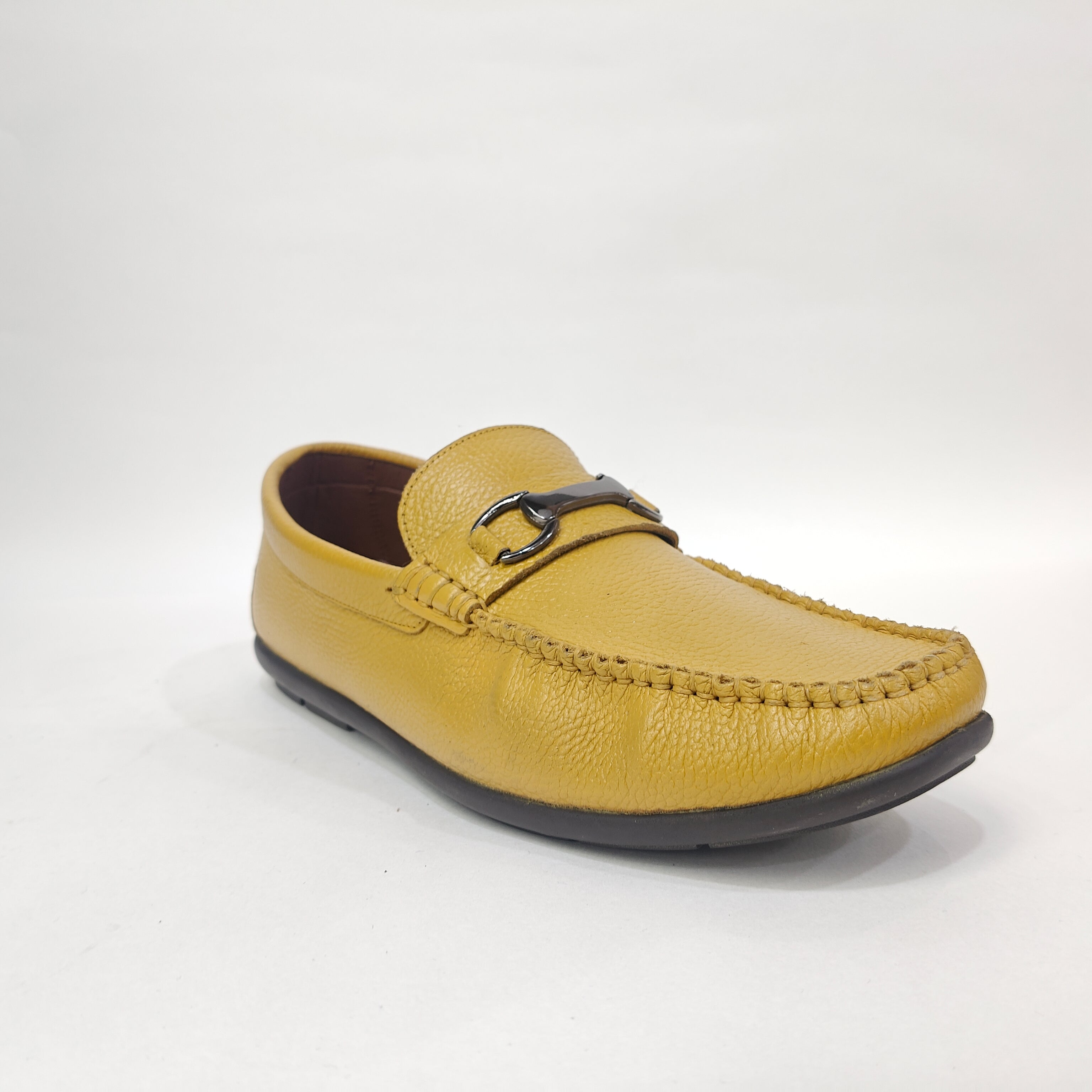 Men’s Genuine Leather Shoes – Black & Yellow