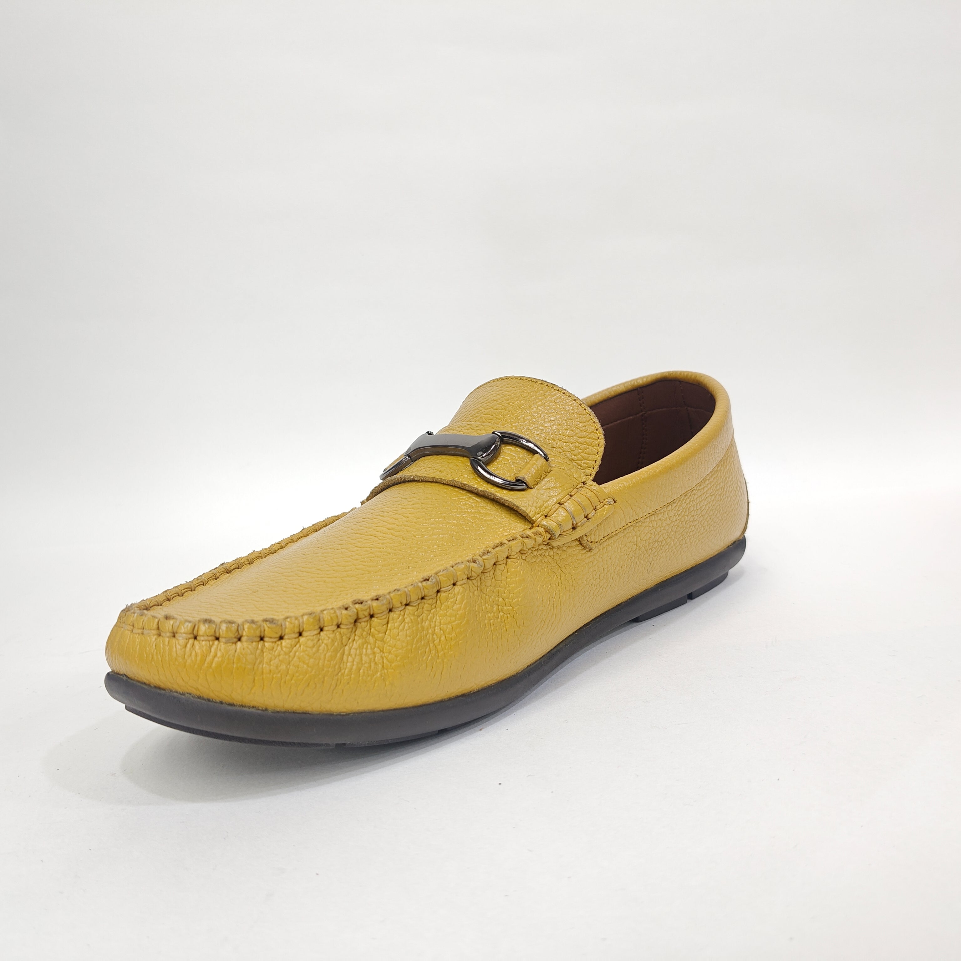 Men’s Genuine Leather Shoes – Black & Yellow