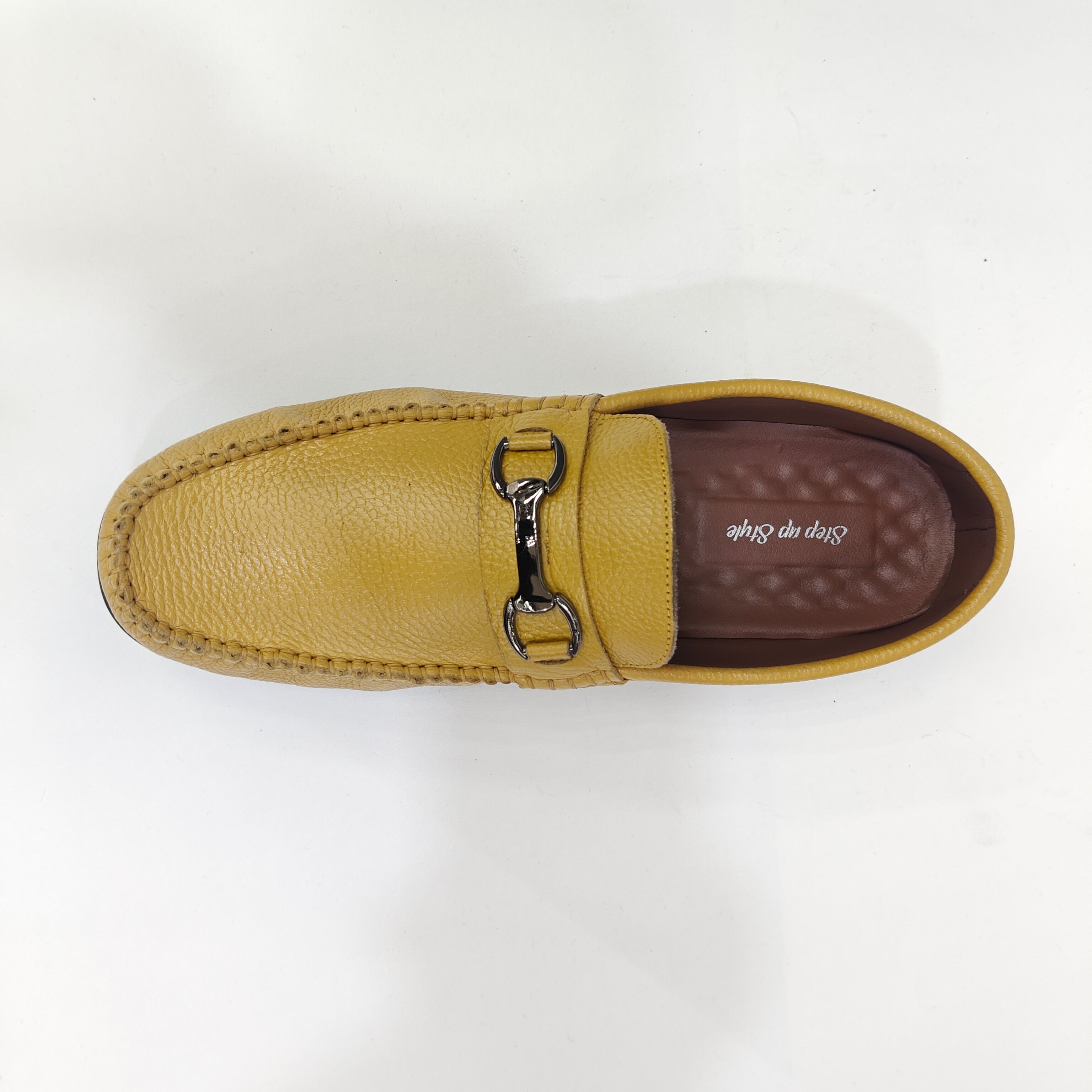 Men’s Genuine Leather Shoes – Black & Yellow