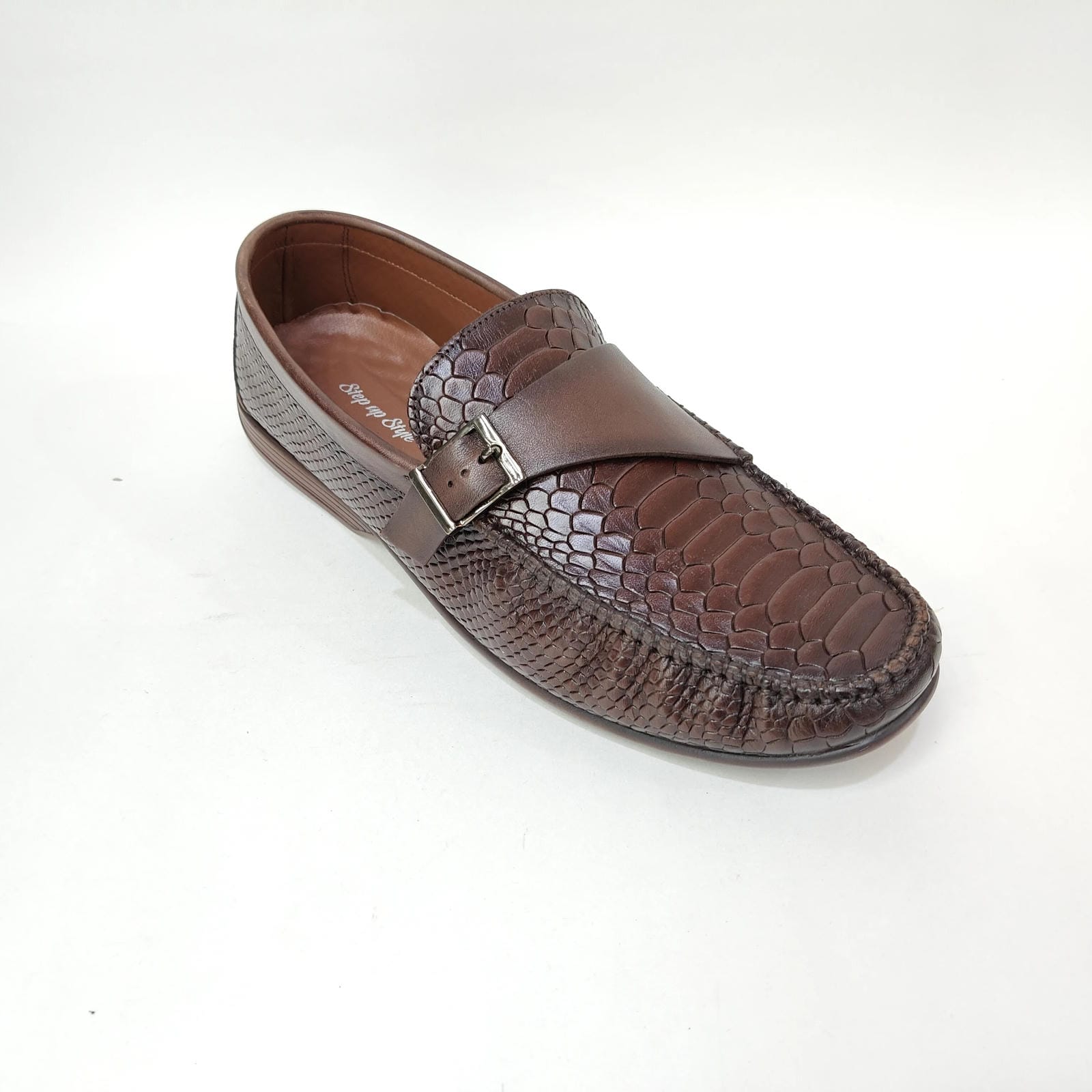 StepUpStyle Men’s Snake Shield Belt Loafer – Black & Brown