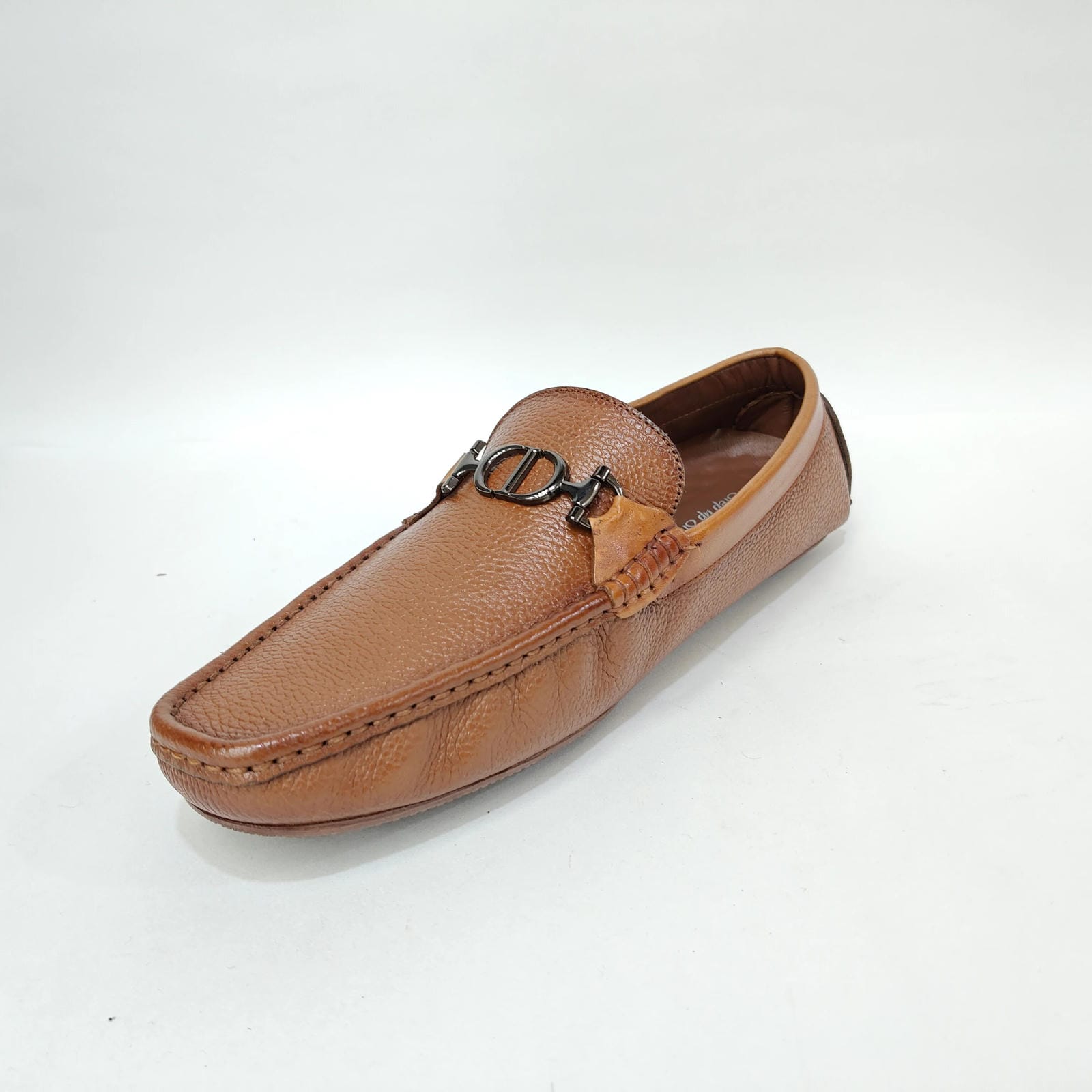 StepUpStyle Men’s Loafer P.D Pattern – Black & Tan
