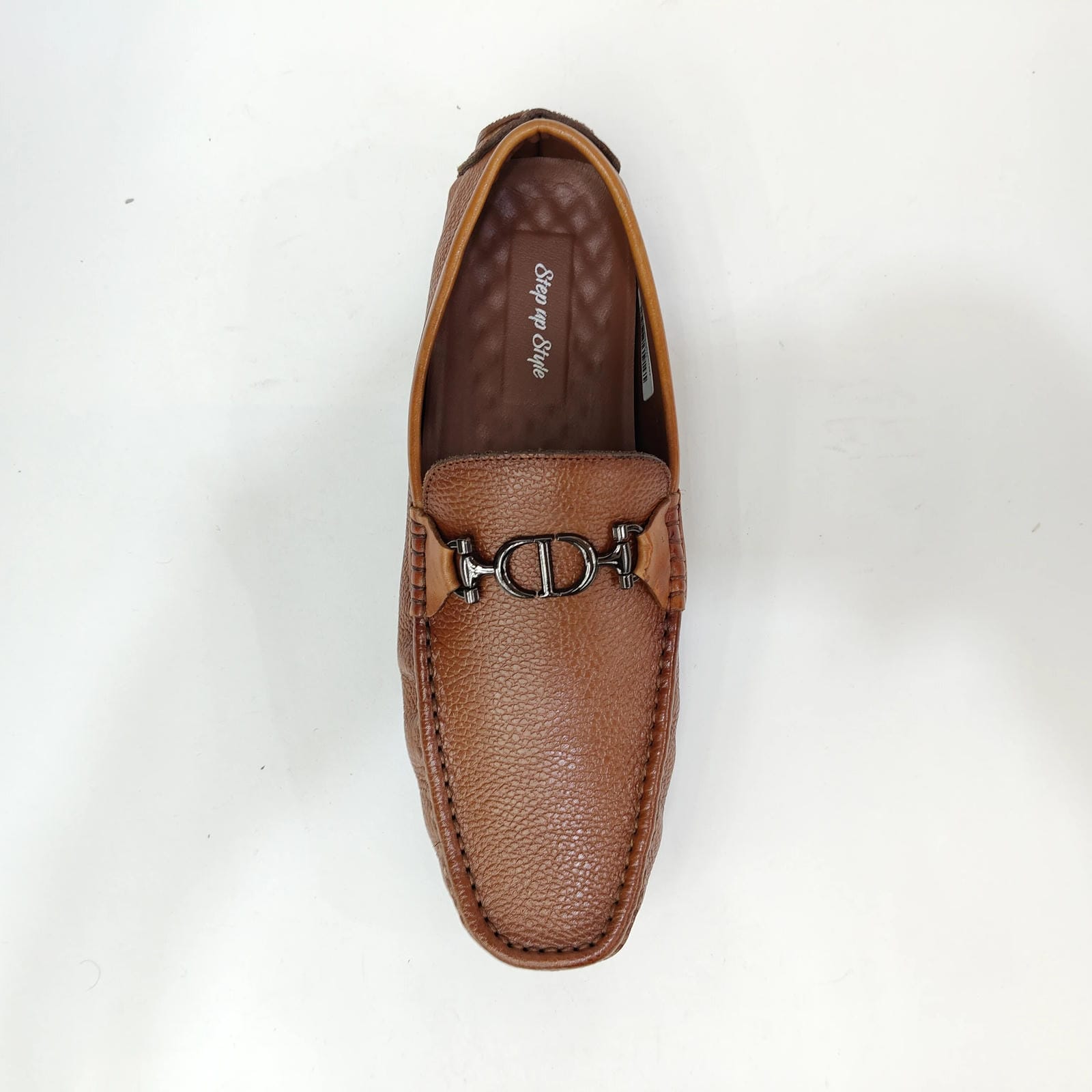 StepUpStyle Men’s Loafer P.D Pattern – Black & Tan