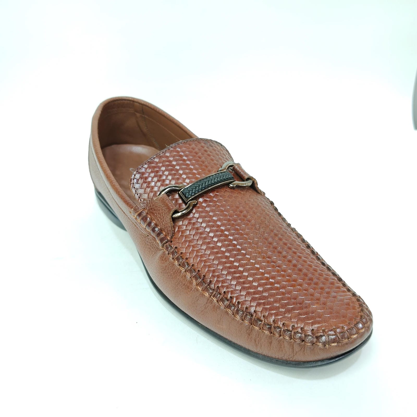 StepUpStyle Men’s Cross Pattern Loafer Shoe – Black & Brown