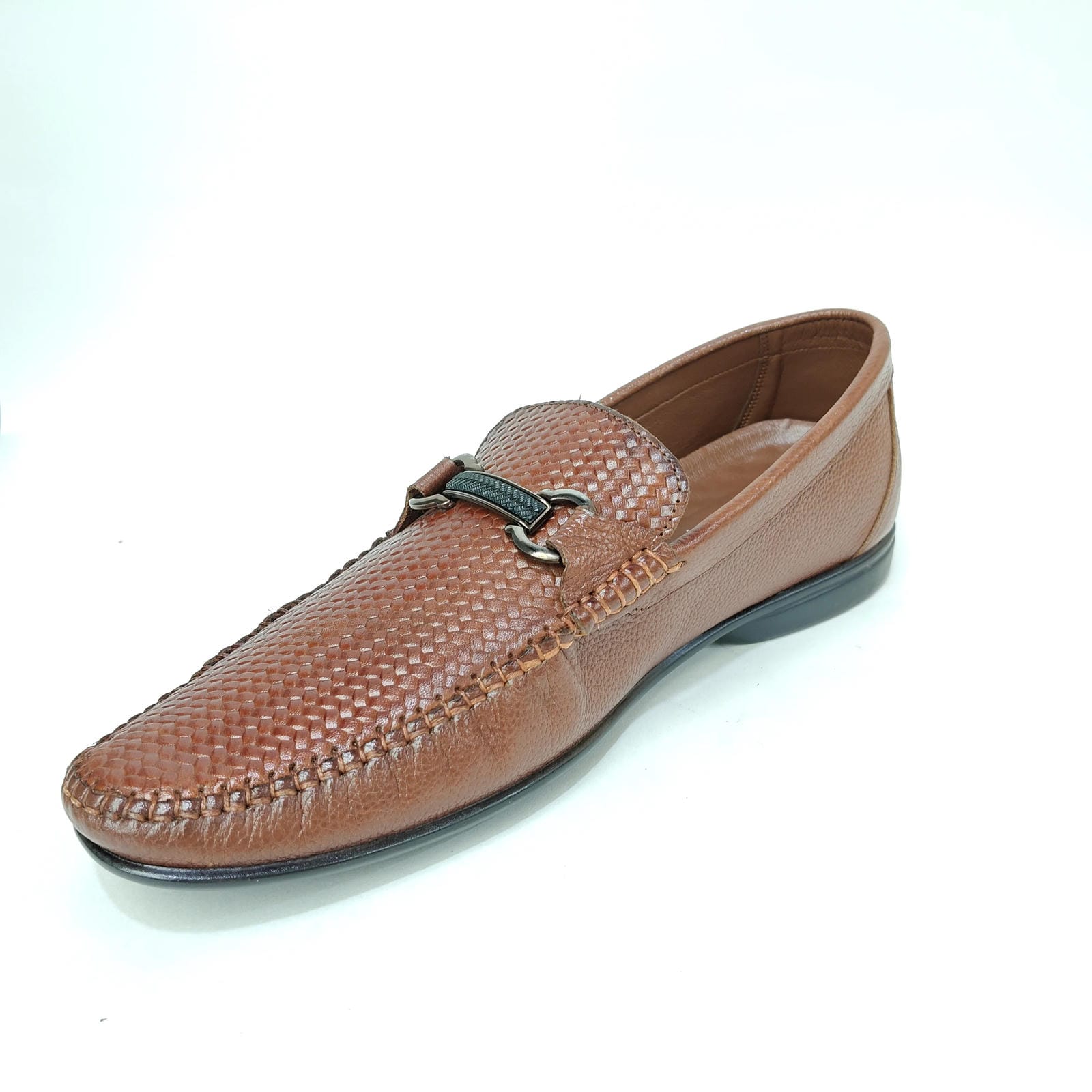 StepUpStyle Men’s Cross Pattern Loafer Shoe – Black & Brown