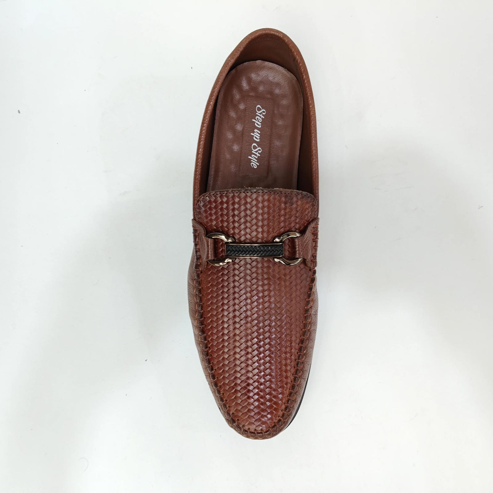 StepUpStyle Men’s Cross Pattern Loafer Shoe – Black & Brown
