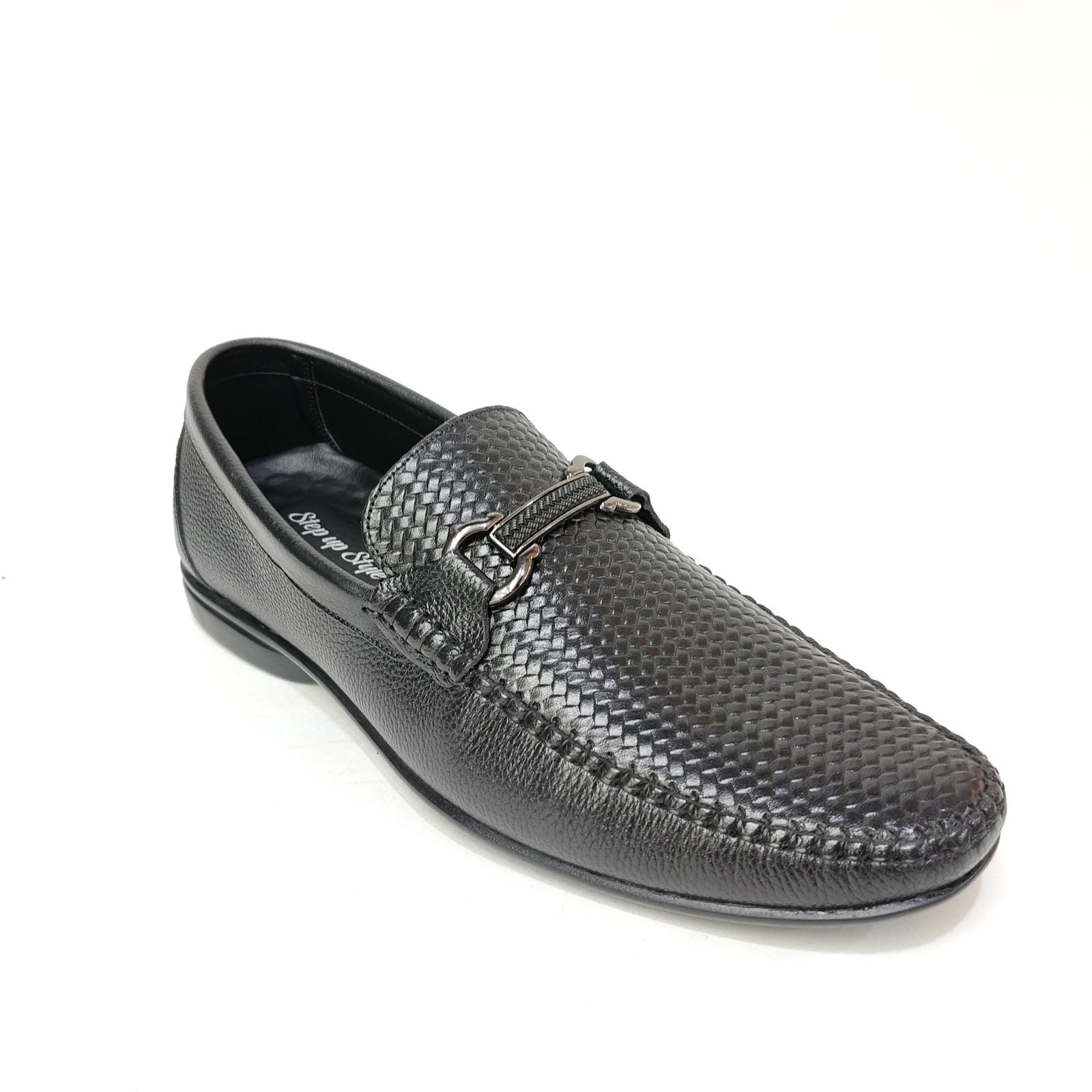 StepUpStyle Men’s Cross Pattern Loafer Shoe – Black & Brown