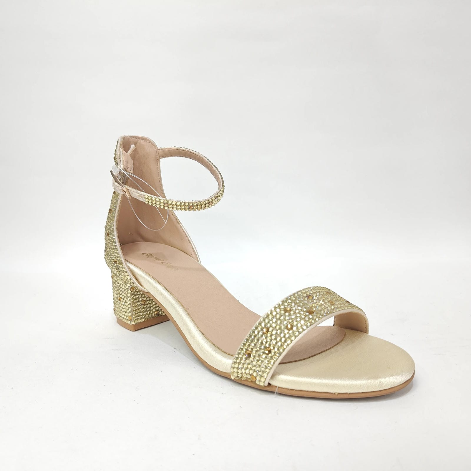 StepUpStyle Women’s Block Heel with Diamond Design – Gold & Black