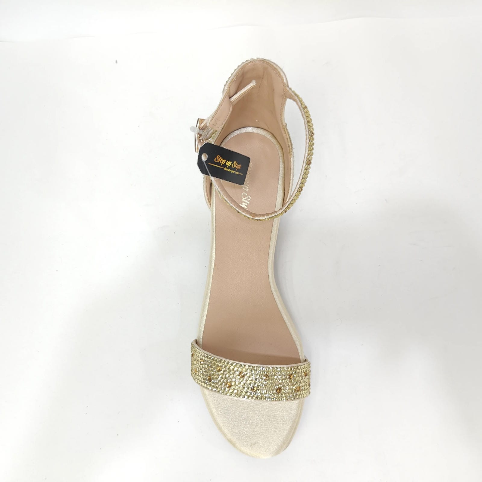 StepUpStyle Women’s Block Heel with Diamond Design – Gold & Black