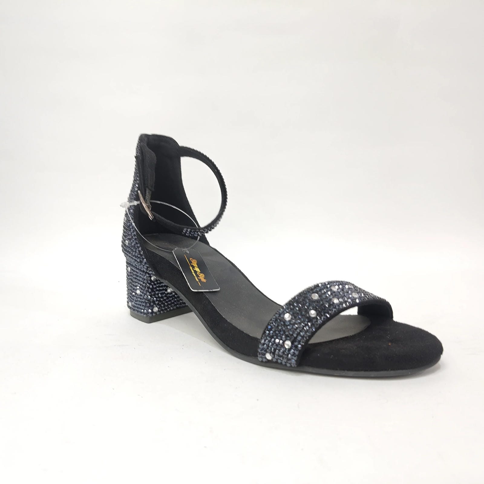 StepUpStyle Women’s Block Heel with Diamond Design – Gold & Black