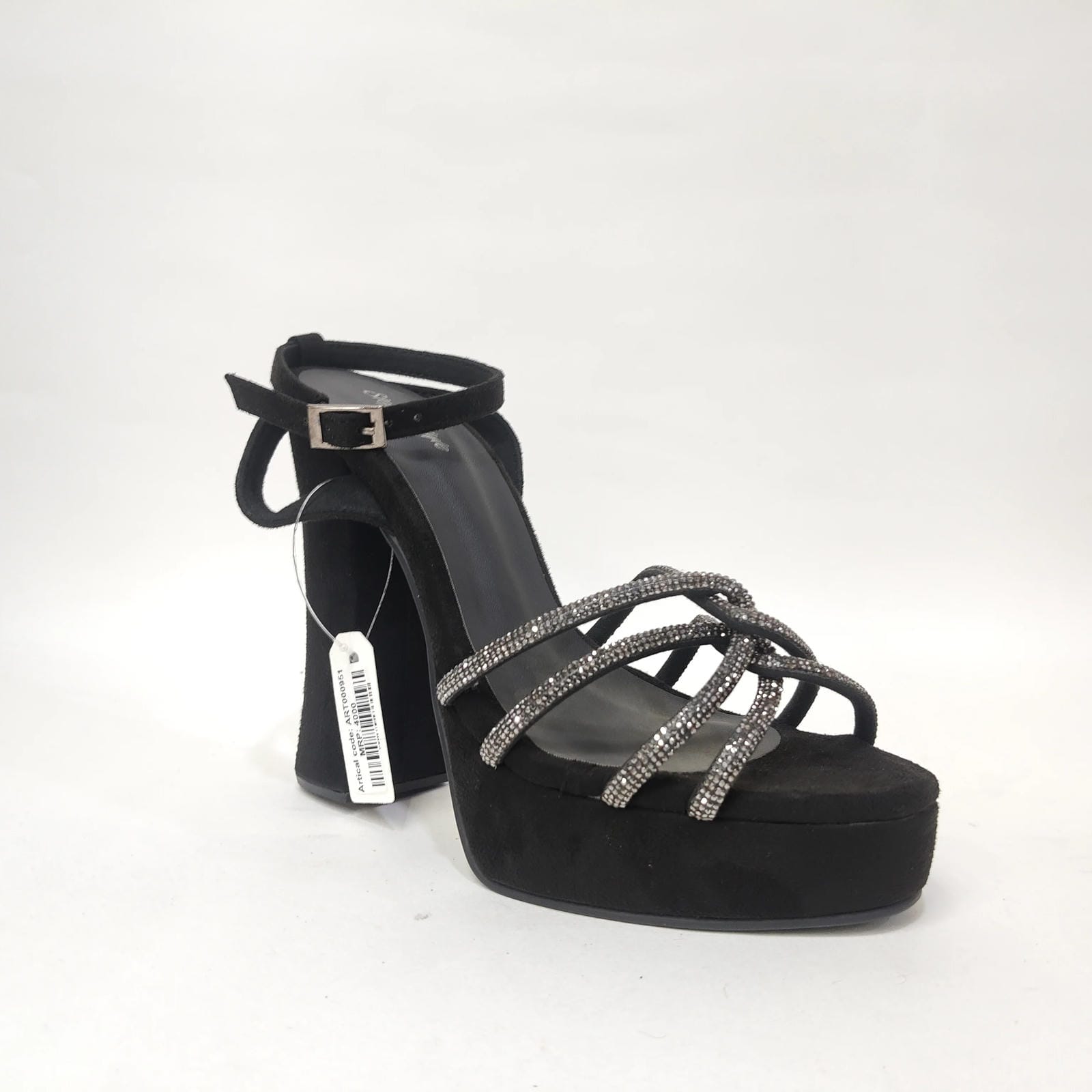 StepUpStyle Women’s Long Block Heel with 4 Cross Straps – Black & Golden