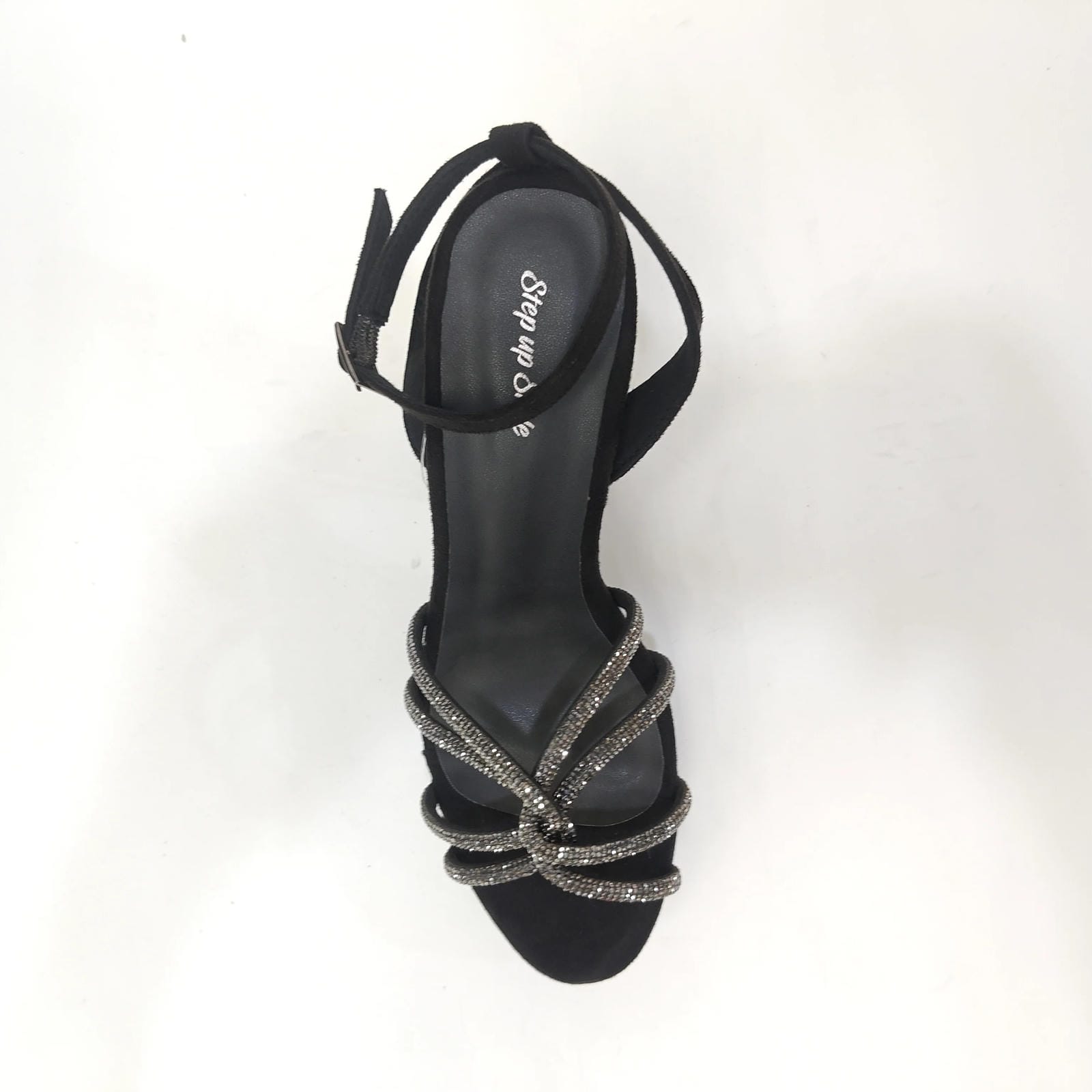 StepUpStyle Women’s Long Block Heel with 4 Cross Straps – Black & Golden